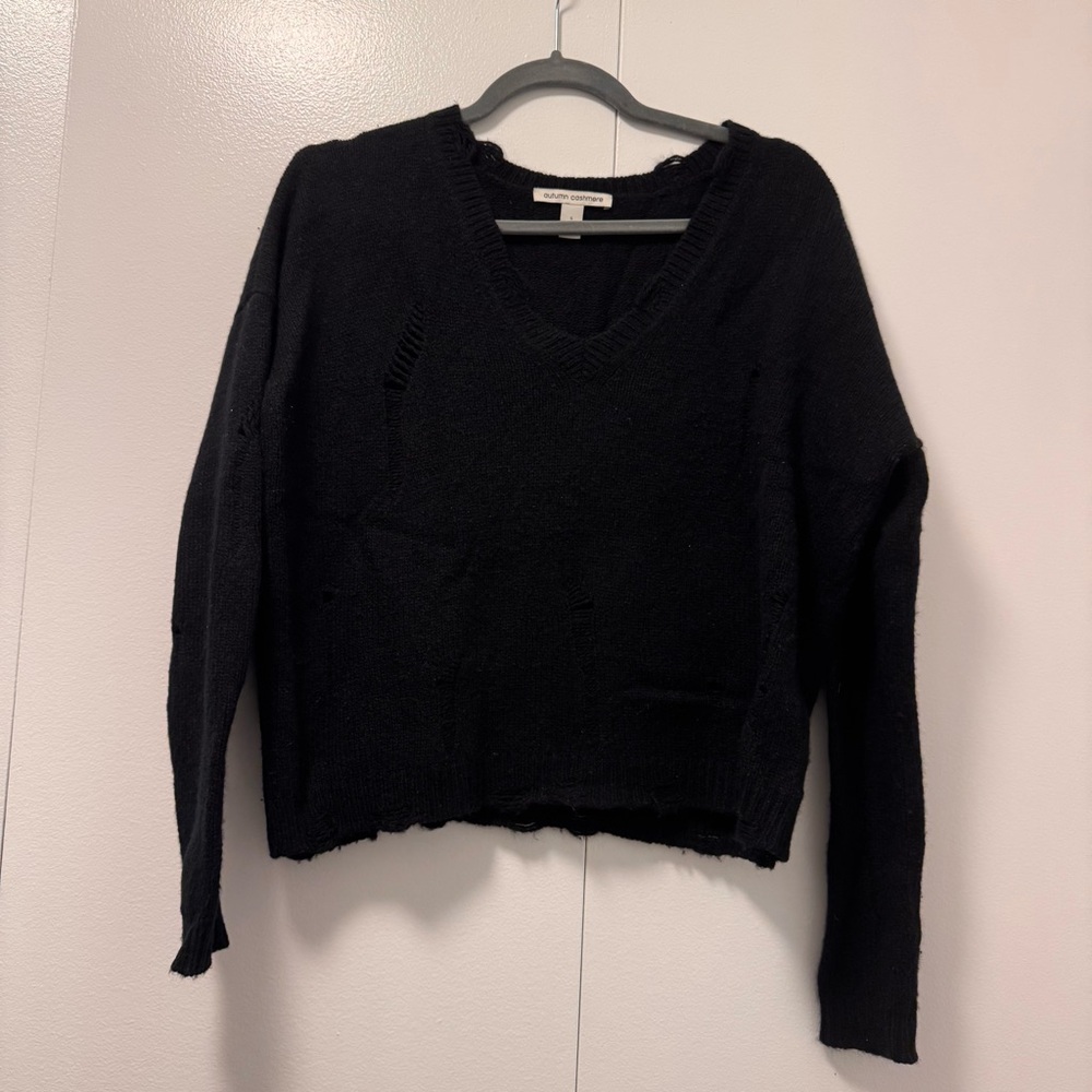 Autumn Cashmere Distressed Black Sweater
